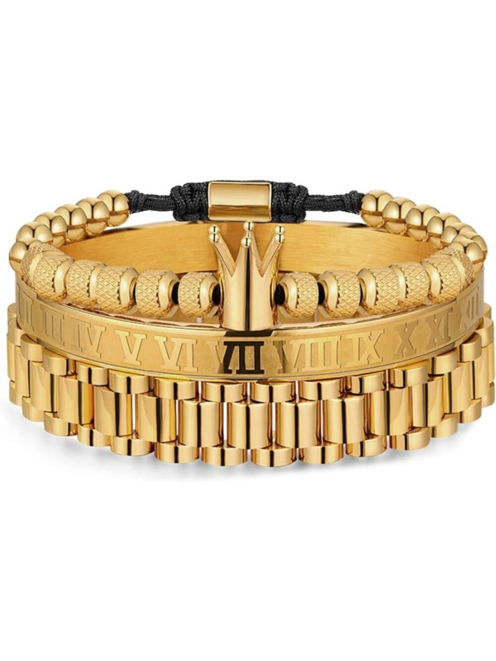 Stylish Gold Stainless Steel Cuff Bracelets for Men | Trendy Jewelry Set